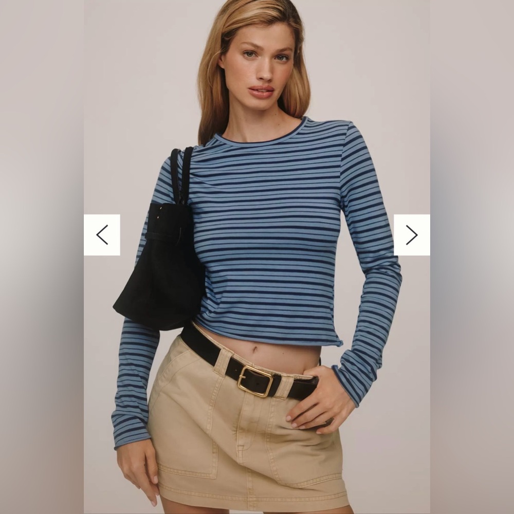 Anthropologie Evan long sleeve raw edge tee